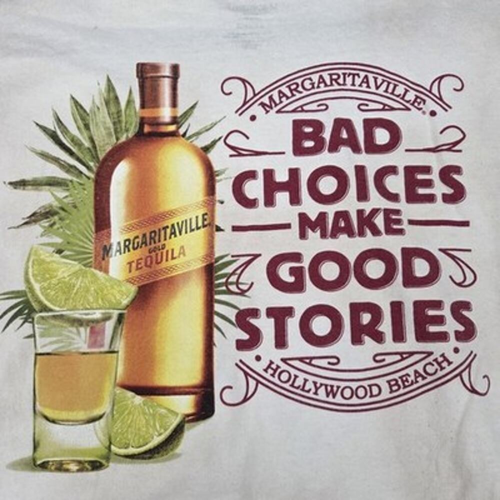 Margaritaville Hollywood Beach FL T Shirt Bad Choices Make Good Stories Mens XL